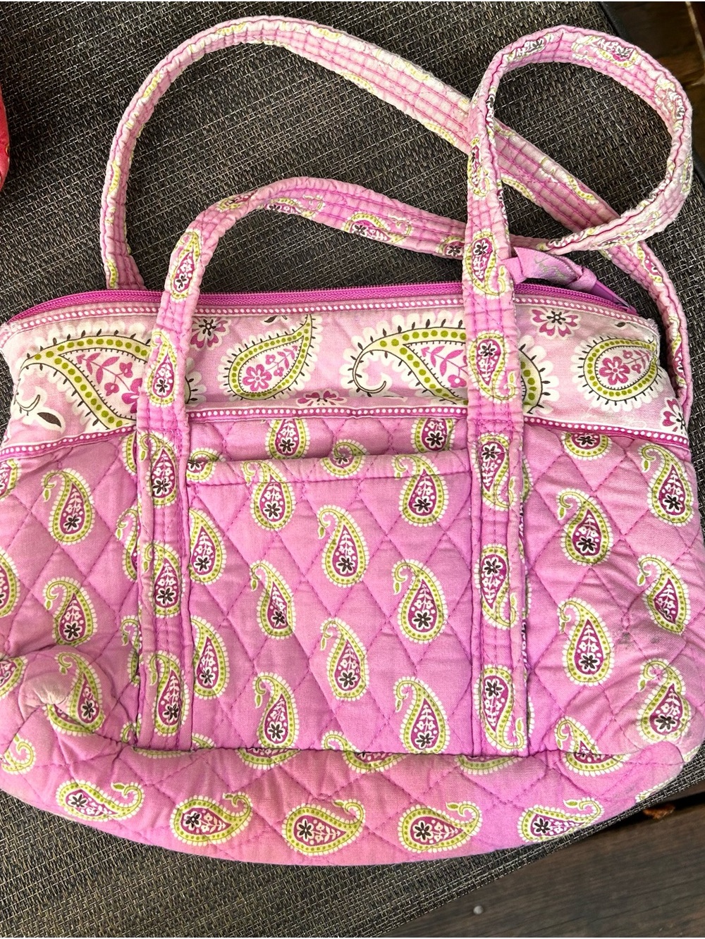 Quilted Pink Paisley Crossbody Tote